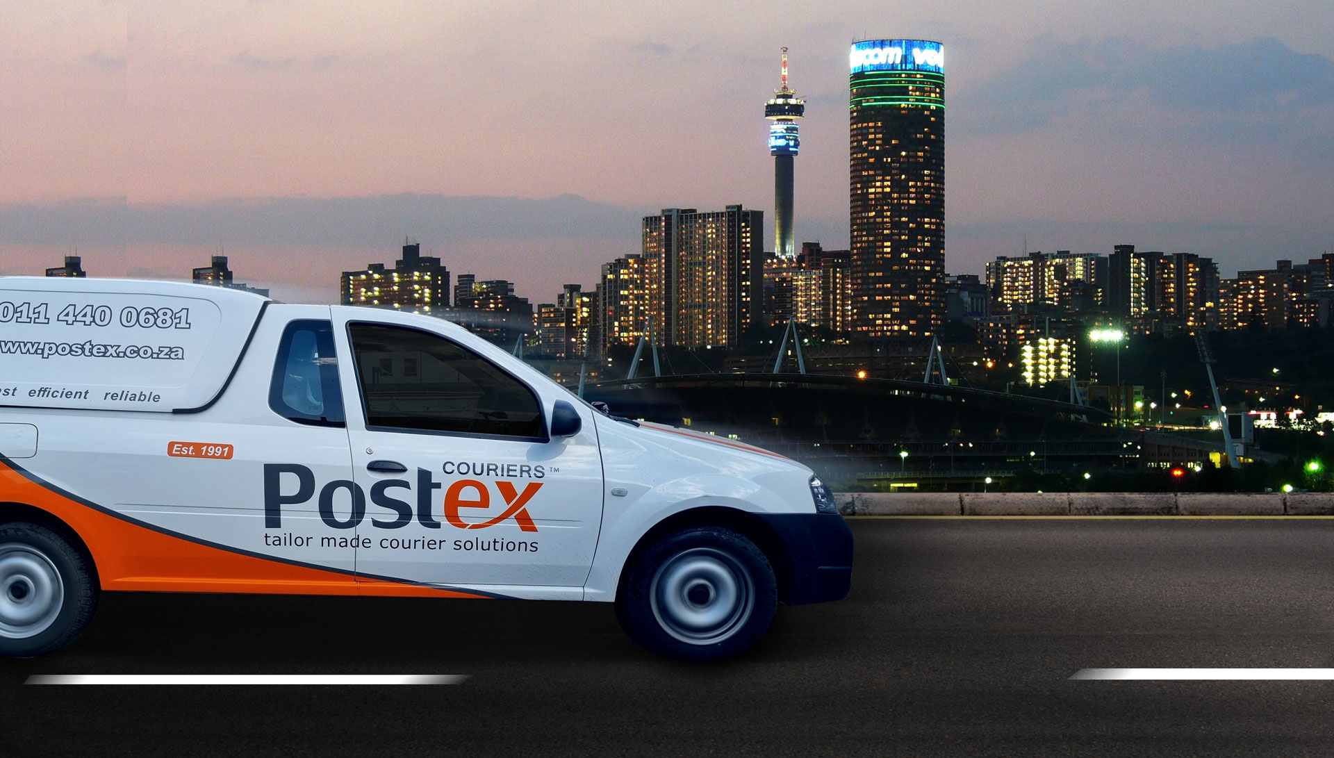 Postex Couriers delivery vehicle - Speedy deliveries throughout Gauteng.
